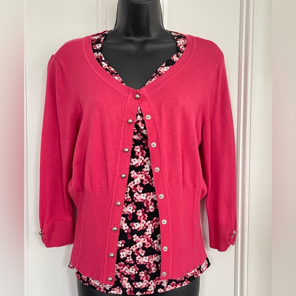 White House Black Market Pink Cardigan. (Camisole sold separately)